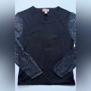 Brooks Brothers Black Lace Sleeve Top